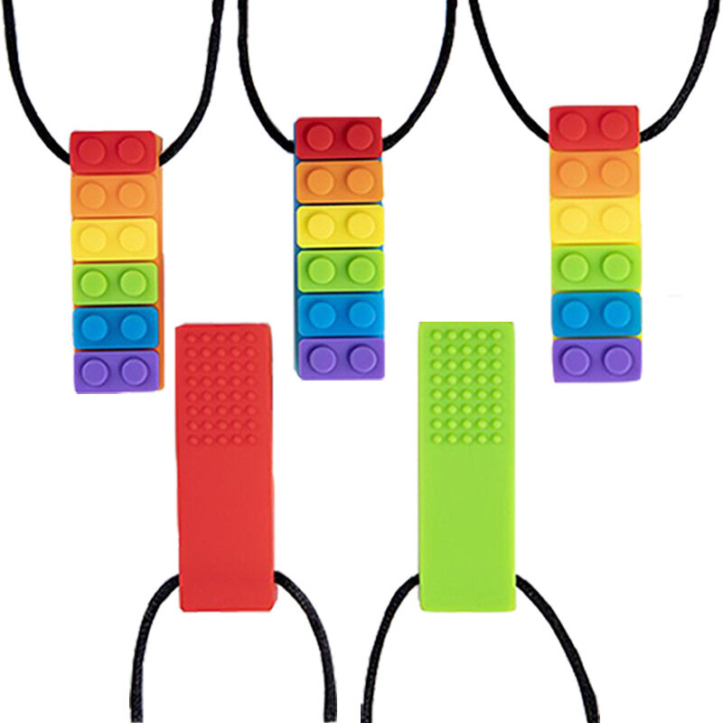 1Pc Sensorischen Kauen Halskette Ziegel Zäh Kinder Silikon Beißen Bleistift Topper Beißring Spielzeug, silikon beißring für kinder mit autismus