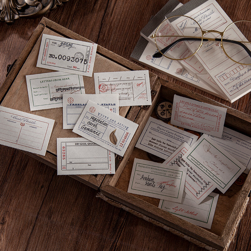 Journamm-Bloc de notas Vintage, etiqueta de registro, cuaderno de hojas sueltas, papelería creativa, tarjetas LOMO, álbum de recortes, sin adhesivo, 50 unids/lote por paquete