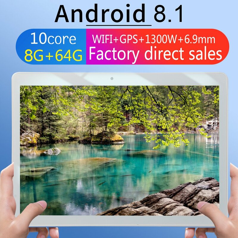 Tableta de agujero redondo KT107 de 10,1 pulgadas HD de pantalla grande Android 8,10 versión de moda tableta portátil 8G + 64G Tablet Rosa enchufe de la UE
