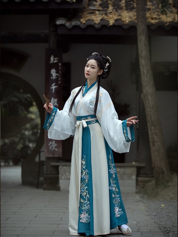 Oude Chinese Rode Wei-Jin Periode Stijl Hanfu Kimono Kostuums Borduurwerk Traditionele Tang Pak Cosplay Folk Dance Gewaad Jurk