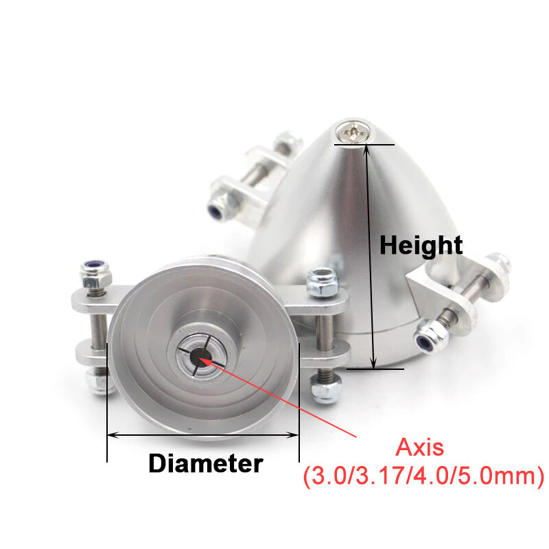 Coperchio Spinner elica pieghevole in lega di alluminio argento D28 D33 D38 D43 D48mm diametro albero 3.0/3.17/4.0/5.0mm per aliante RC fai da te
