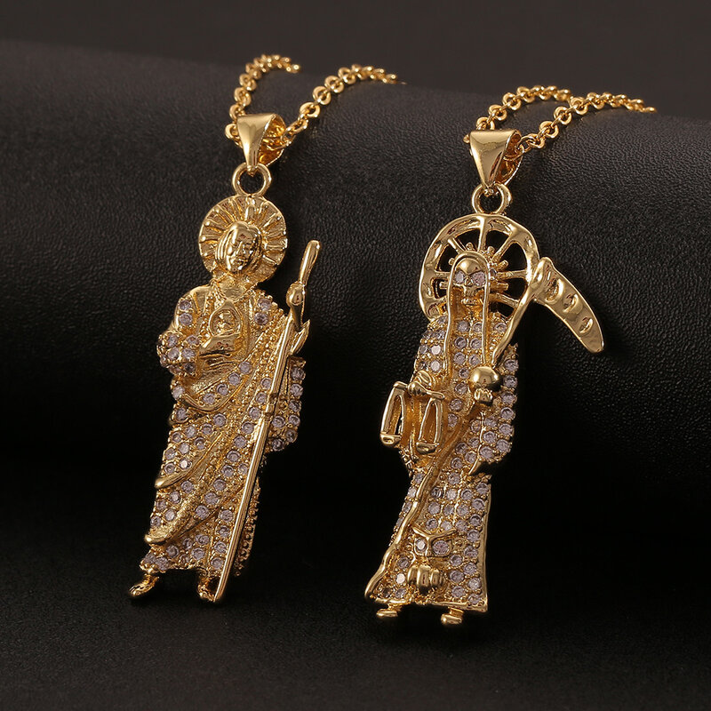 Цепочка с кулоном Иисуса смерти для мужчин и женщин, ожерелье из циркония в стиле хип-хоп, модные аксессуары, хороший подарок на вечеринку