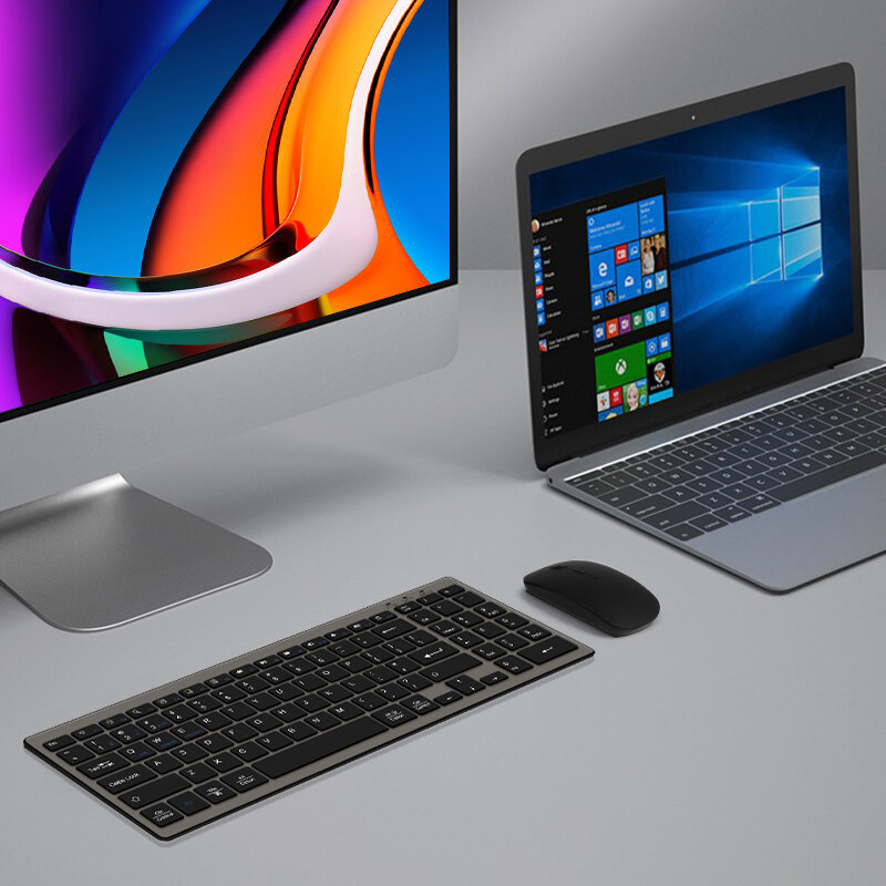 AJIUYU บลูทูธคีย์บอร์ดสำหรับ Apple iMac Mac แล็ปท็อป MacBook Air Pro โน้ตบุ๊ค iPad แท็บเล็ตคีย์บอร์ดไร้สาย2.4G Digital Key