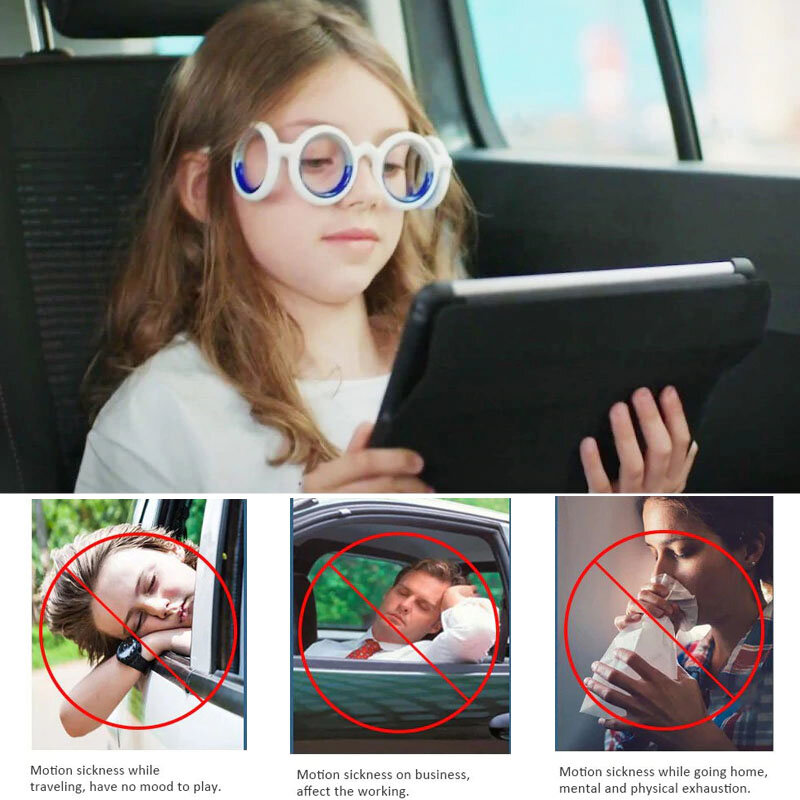 Gafas antienfermedad para coches, barcos y aviones Prevención de Vertigo 3D para adultos y niños gafas portátiles sin lente