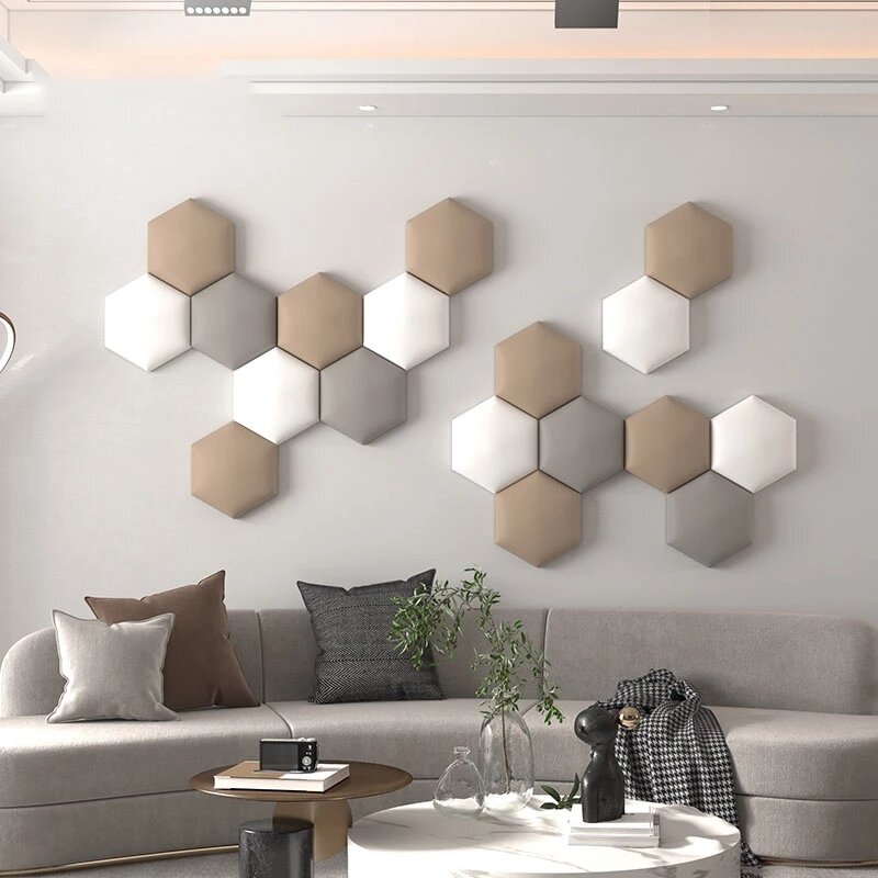 Hexagon Bed Headboards Soft Pack Stiker Dinding Perekat Latar Belakang Dinding Dekorasi Cabeceros Tatami Anak Anti-tabrakan Tete De Lit