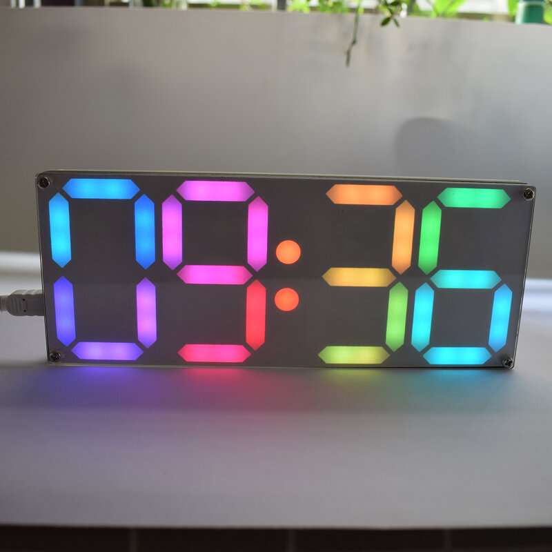DIY Large RGB Rainbow Full Color Digital Tube DS3231 Clock Electronic Kit