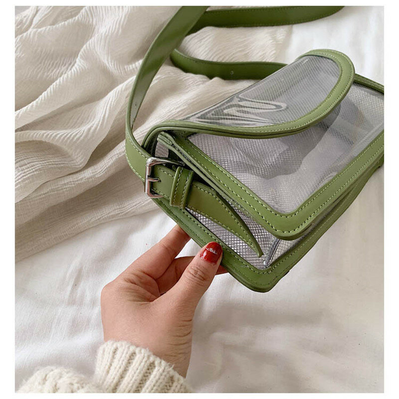 โปร่งใสวุ้นกระเป๋า 2019 แฟชั่น PVC คุณภาพสูงผู้หญิง Designer กระเป๋าถือน่ารักสาวโซ่ล็อคไหล่กระเป๋า Messenger