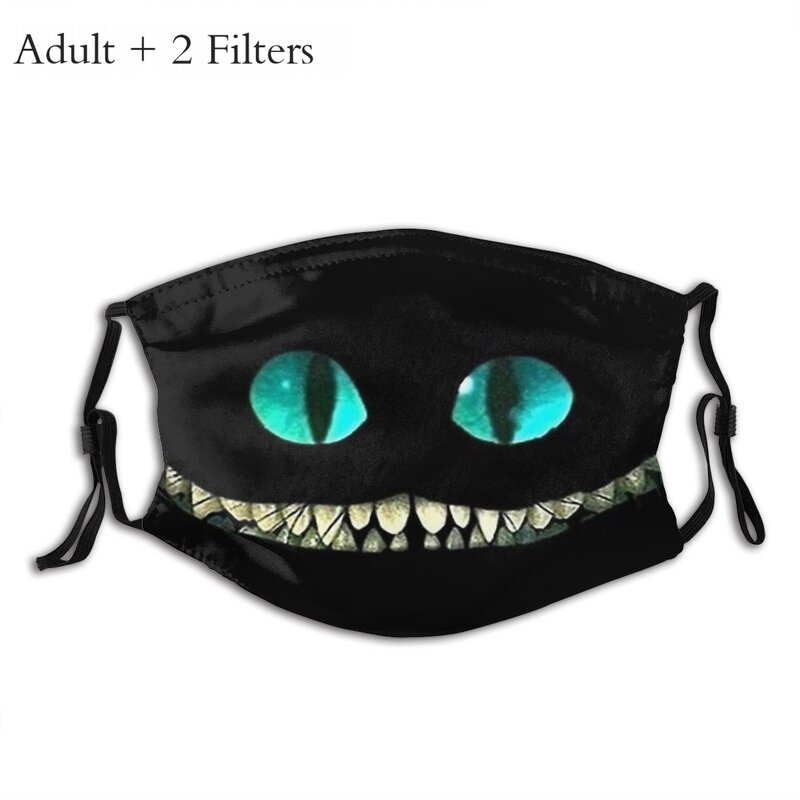 Grin Like A Cheshire Cat-mascarilla facial de Cheshire, máscara lavable reutilizable con filtros de protección de Alicia en el país de las Maravillas