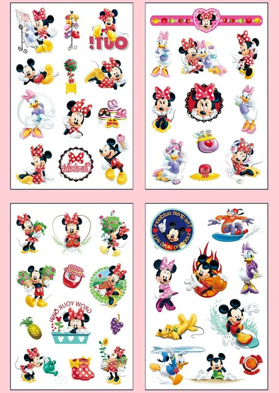 Disney Kids Temporary Tattoo Stickers Girl Boy Toy Mickey Mouse Minnie Body Art Waterproof Tattoo Stickers With Gift Box