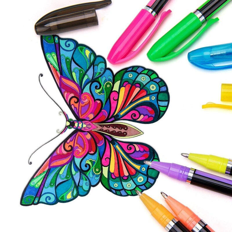 Umitive 48 สีปากกาเจลชุดปากกาเจลสำหรับหนังสือระบายสีสำหรับผู้ใหญ่ Journals Doodling Art Markers