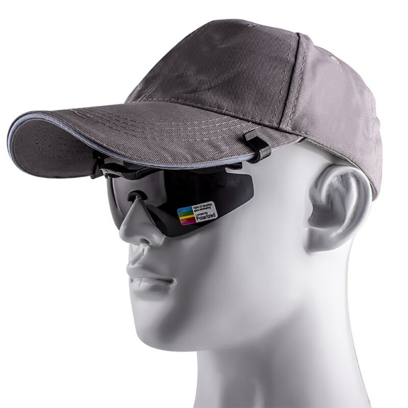 Gafas de pesca polarizadas para exteriores, visera deportiva, Clips, Clip para gorra, gafas de sol para ciclismo, senderismo, Golf, UV400 c