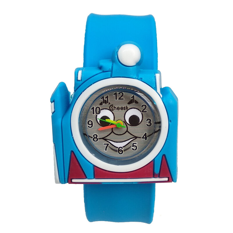 La madre envía un regalo para los niños cara sonriente locomotora de dibujos animados reloj de cuarzo para niños relojes para hombres reloj deportivo para estudiantes