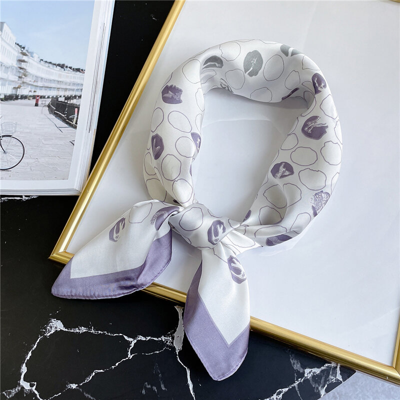70x70 см Новый элегантный Шелковый квадратный шарф женский платок Бандана шейный платок с принтом шаль модная женская накидка 2021