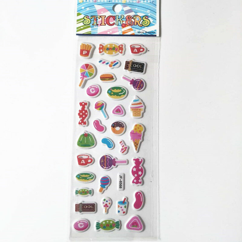 Pegatinas de pastel de burbujas para niños, suministros de papelería coreanos, etiqueta de notas adhesivas, postre creativo, comida, helado, 6 hojas