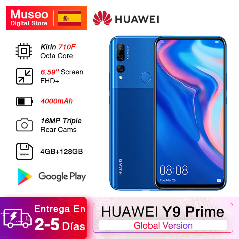 Huawei-teléfono inteligente Y9 Prime 2019, teléfono móvil versión Global, cámaras traseras triples ia de 16.0mp, 4GB RAM, 128GB rom, 16.0mp cámara frontal de Pop-Up, pantalla de 6,59 pulgadas
