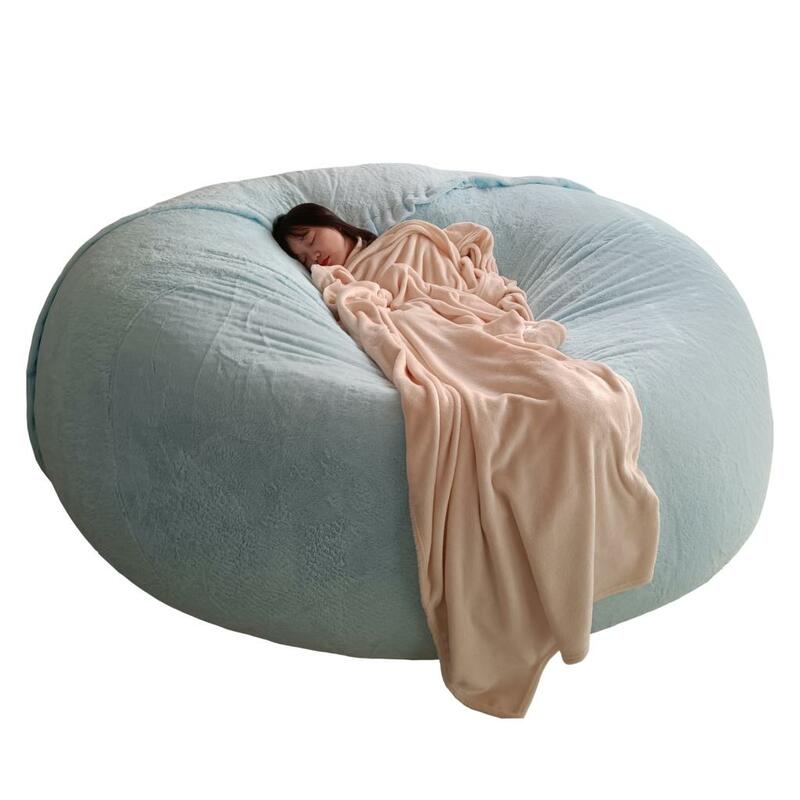 Cubierta suave y cómoda para sofá cama redondo, decoración para sala de estar, muebles de descanso sin relleno, bolsa de piel gigante, envío directo