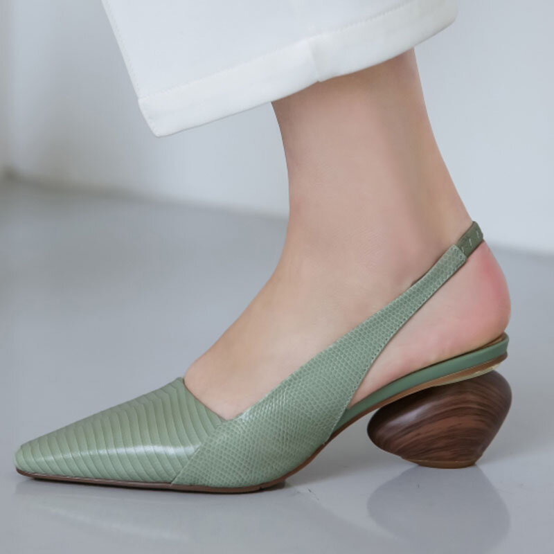 INS – sandales en cuir pour femmes, chaussures à talons hauts 7cm, en peau de lézard, de 22 à 26.5cm, 3 couleurs, tendance printemps-été