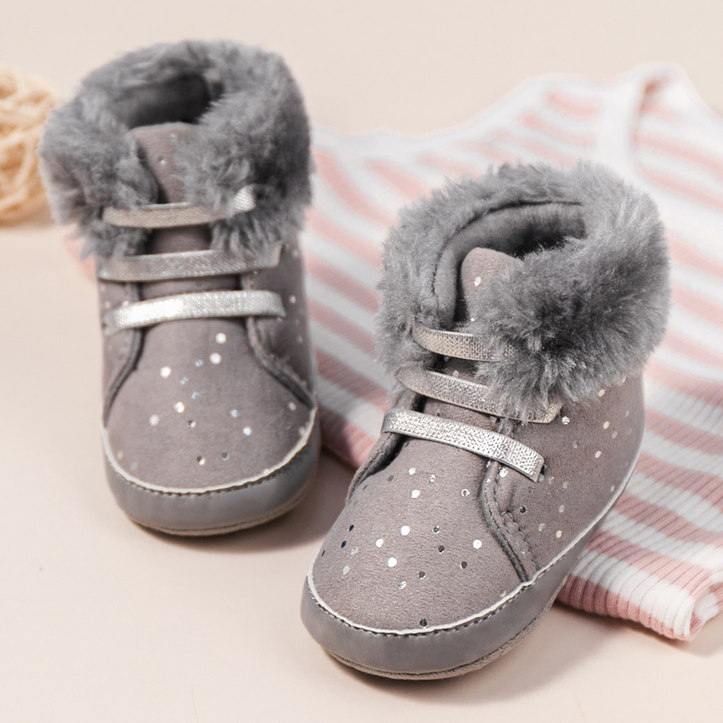 Botines de invierno para bebé, zapatos peludos para mantener el calor, para recién nacidos, botas de bebé, zapatos de cuna para primeros pasos