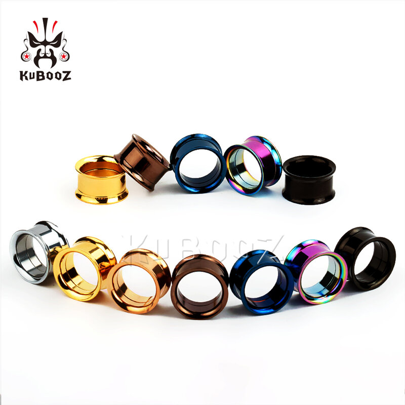 KUBOOZ Fashion tindik telinga cincin perhiasan tubuh perenggang baja tahan karat terowongan colokan tambahan ukuran untuk wanita pria 6-25mm
