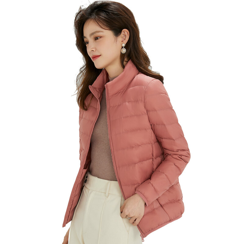 여성용 고품질 울트라 라이트 90% 화이트 덕 다운 재킷, 긴 소매 파카 소프트 패브릭 짧은 탑 코트 윈드브레이커 4XL