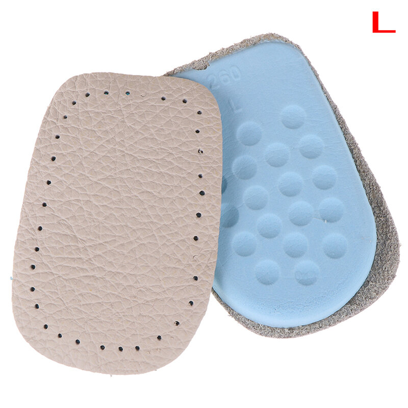 1 Pair Comfortable Buffering Insole Elastic Latex Heel Half Shoe Pad Shoe Cushion Pain Relief Cattle Hide