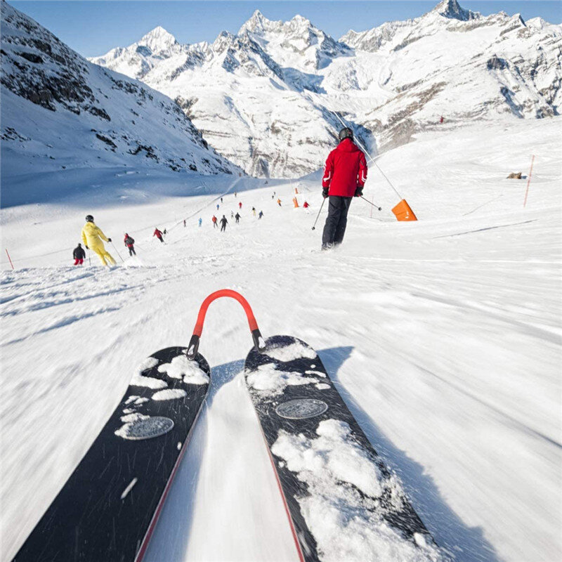 스키 팁 커넥터 스노우 보드 커넥터 스노우 보드 클립 스키 훈련 보조 훈련 제어 속도 스키 초급 필수 스키 팁