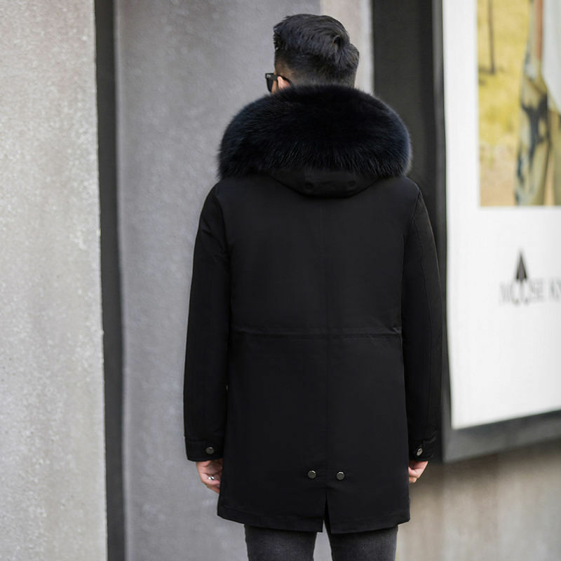 2022 plus size fox fur over-the-knee pie overcame Men's thick rabbit fur liner winter long jacket top detachable