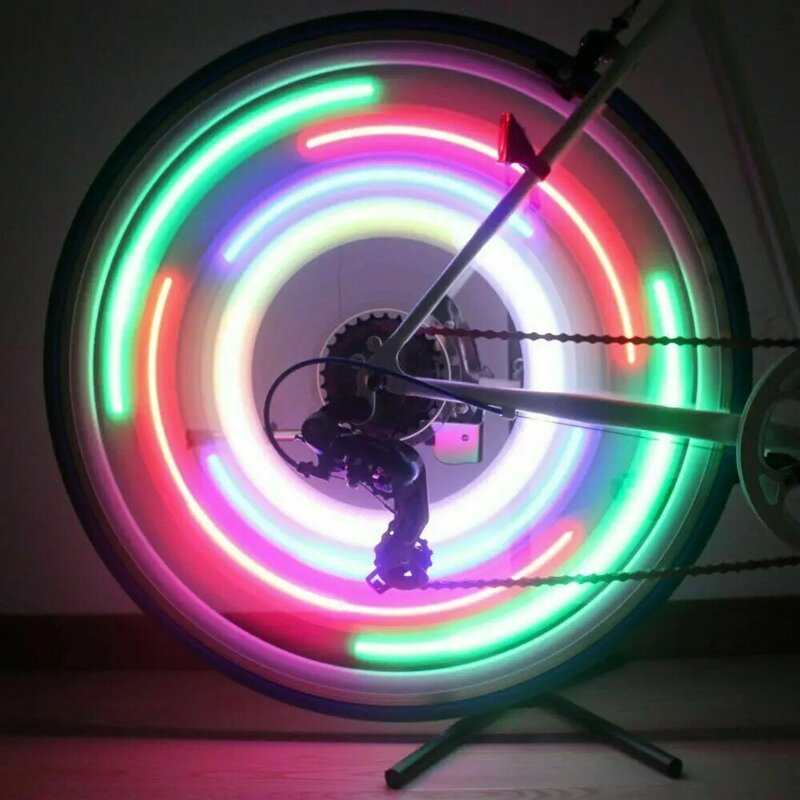 Red Fancy Bike Bicycle Cycling Colorful Spoke Durable Long Lasting Convenient Wire Tire Tyre Wheel LED Bright Light Safety Lamp
