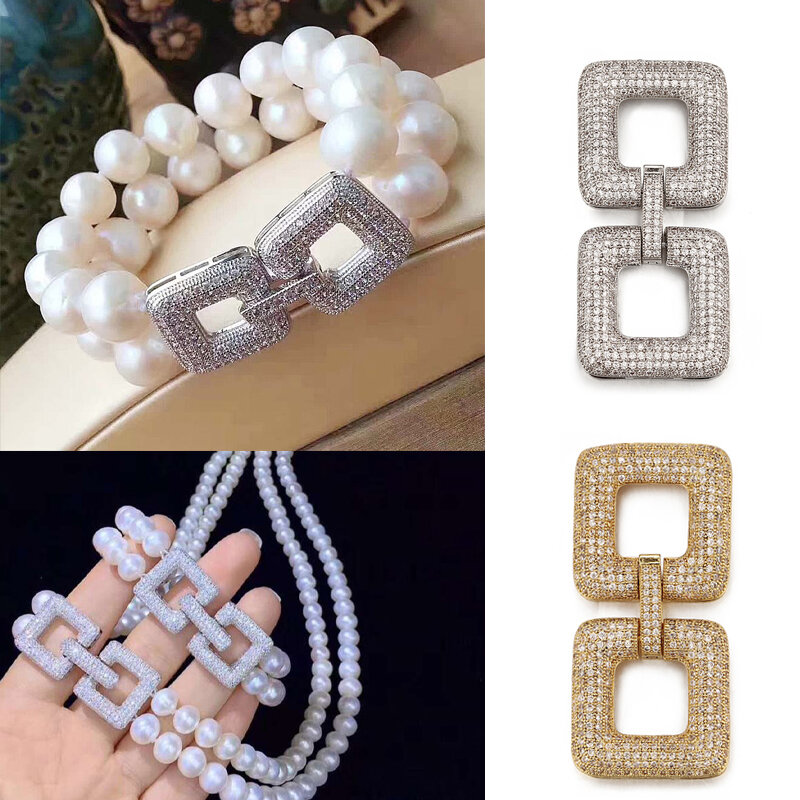 MINHIN-Cierre de perlas barrocas, cierre de zirconia, cierres de gancho para colgar, cadena, collar, pulsera, fabricación de joyas de lujo