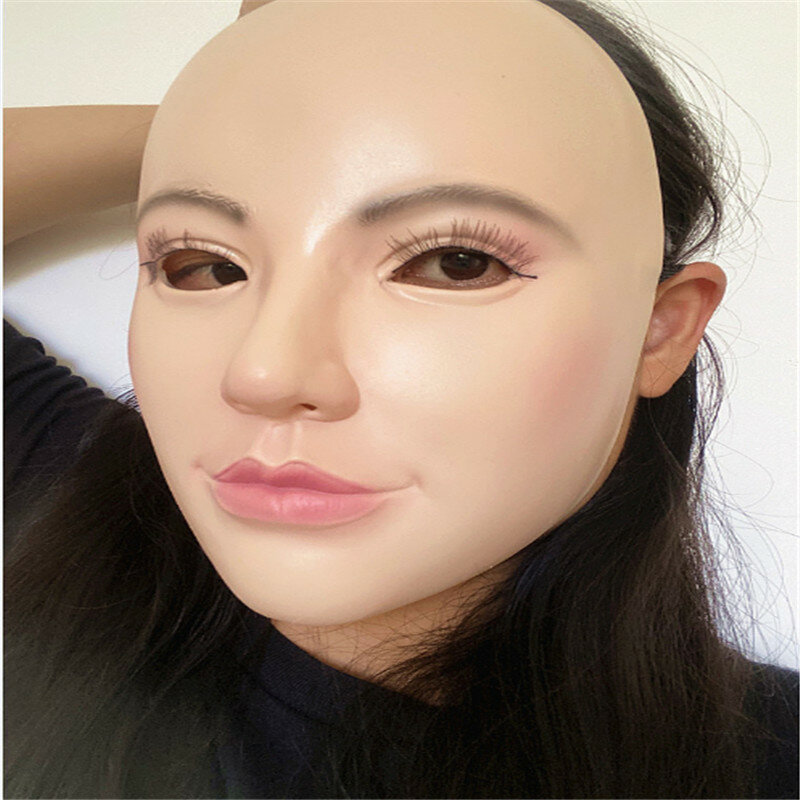 Gorąca, seksowna, realistyczna kobieca maska lateksowa maska przeciwsłoneczna seksowne kobiety skóry maski na maskaradę Transgender pół zakryta maska do odgrywania ról