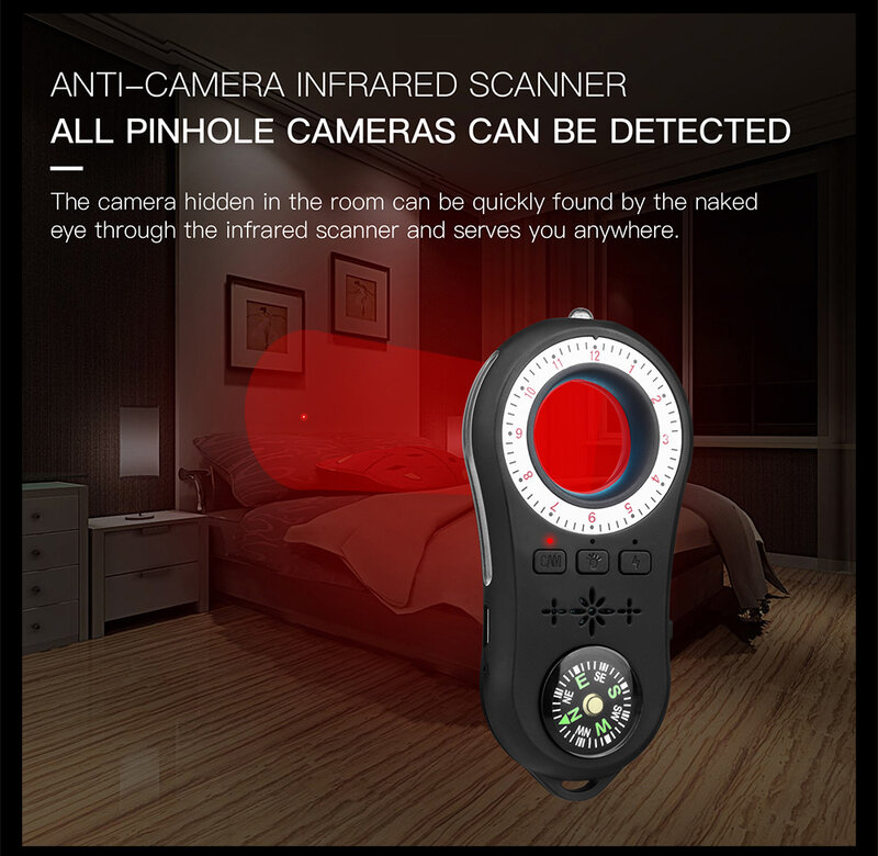 Rilevatore di telecamere di sorveglianza Anti spia segnale Wireless anti-nascosto Camera finder Signal Lens RF Tracker rileva prodotti Wireless