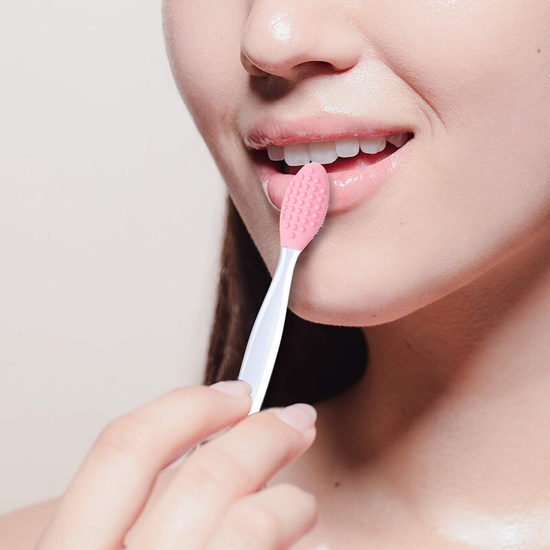 1 pièces Silicone exfoliant lèvre brosse outil Double face doux lèvre brosse pour une apparence plus lisse et plus complète des lèvres