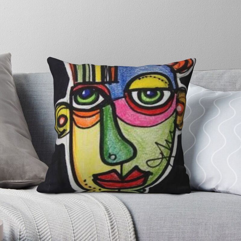 Federa Picasso fodera per cuscino per la casa in velluto di lino e poliestere con cerniera creativa 45x45