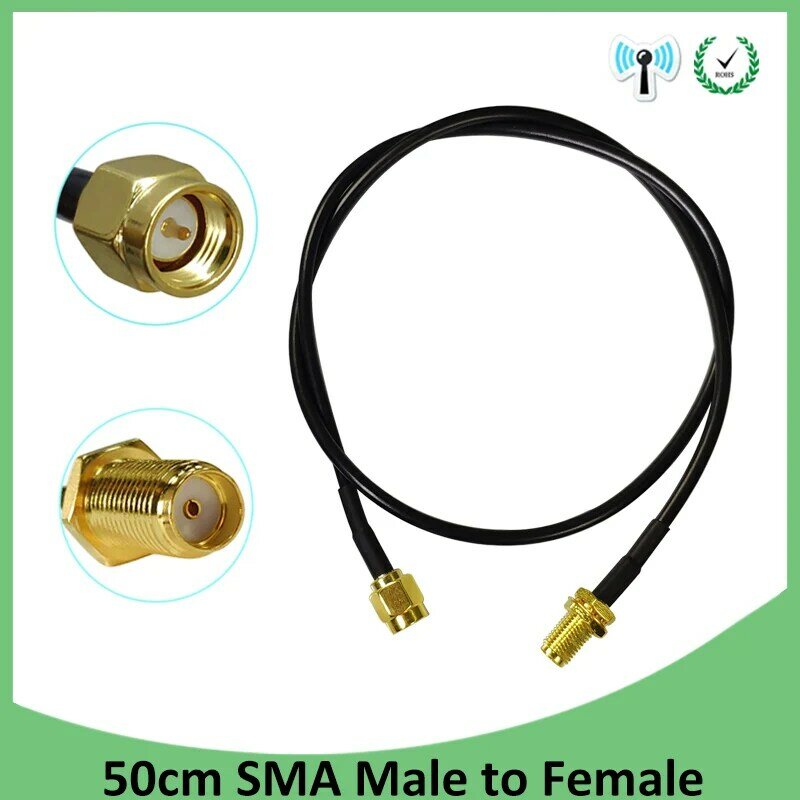 50Cm SMA Konektor Plug Pria Ke Wanita Kabel Ekstensi Jumper Koaksial Pigtail Konektor dan Panjang Yang Dapat Disesuaikan IOT RG174