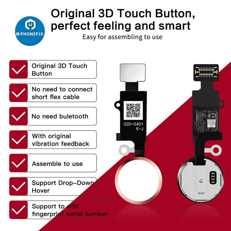 Универсальная Кнопка JCID 3D Home для iPhone 7 7P 8 8P, кнопки с гибким кабелем, кнопка восстановления, замена, функция возврата, 6 поколения
