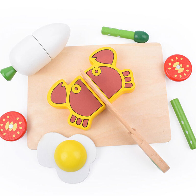 1 szt. Drewniane zabawki magnetyczne cięcie owoców warzywa jedzenie udawaj zagraj w symulację kuchnia do odgrywania ról zabawki edukacyjne dla dzieci