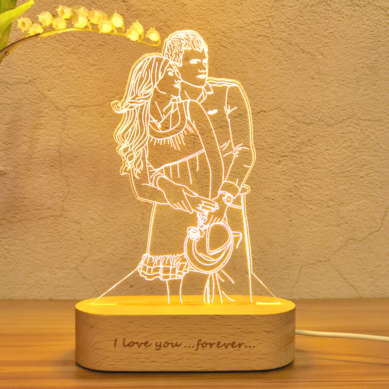 Lampe Photo 3D personnalisée avec texte, veilleuse de chambre à coucher personnalisée, mariage, anniversaire, anniversaire, cadeau de fête des mères et des pères
