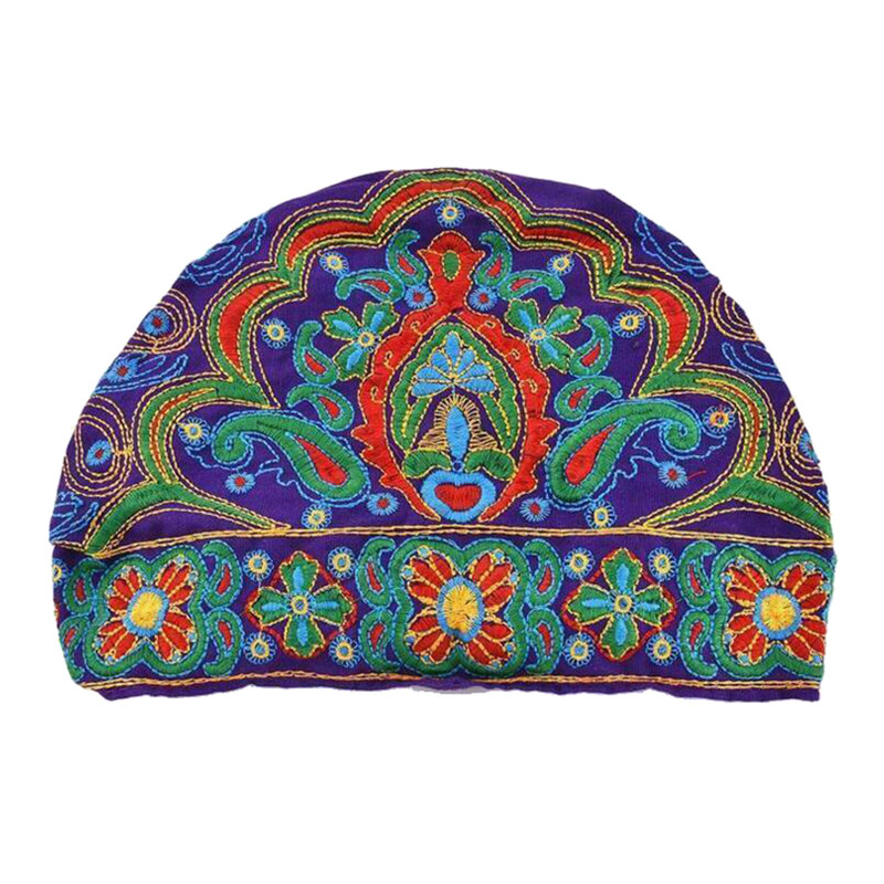 Chapeau à fleurs brodées de Style ethnique chinois pour femmes, bandana, couvre-chef en coton et lin