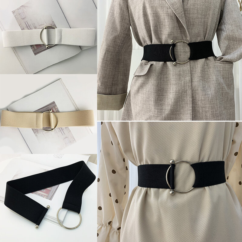 Cinturones de cintura Simple para mujer, banda elástica informal, hebilla redonda, decoración, abrigo, suéter, accesorios de vestir, novedad