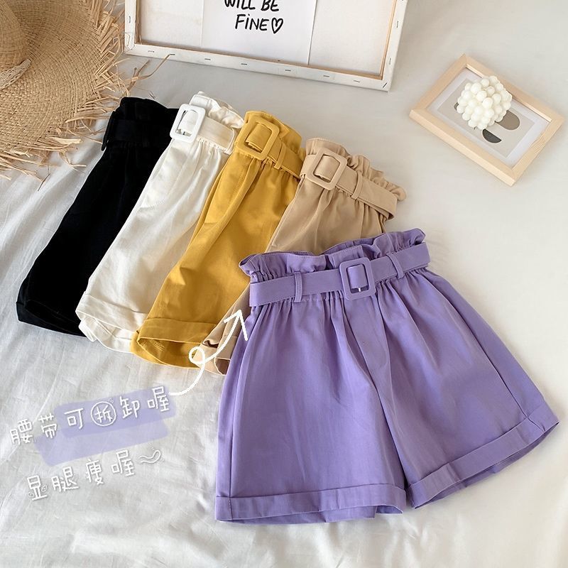 Été 2020 enfants shorts coton slip ample pour les adolescents filles coréen couleur Pure lavage loisirs pantalon 4 5 6 7 8 9 10 11 12 13 ans
