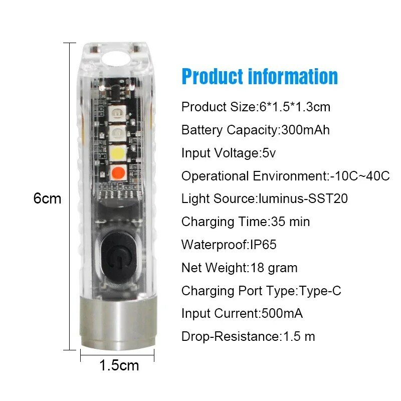 Mini lampe de poche S11 Rechargeable USB, Super lumineuse, avec 11 Modes d'éclairage LED, UV, lampe de travail à queue magnétique