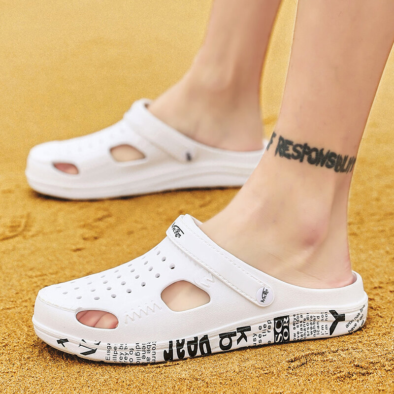 Gumowe męskie sandały plażowe letnie chodaki Crocse mężczyźni Crox Croks Zuecos Hombre Croc buty ogrodowe Cholas Clog Crock Slip On Big Size