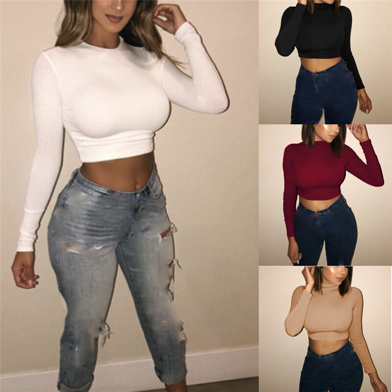 Sexy Fashion Women's Solid Color Bandage Clubwear 2019 New Summer Crop Tops Skinny Solid Basic Casual Tee Tank Tops