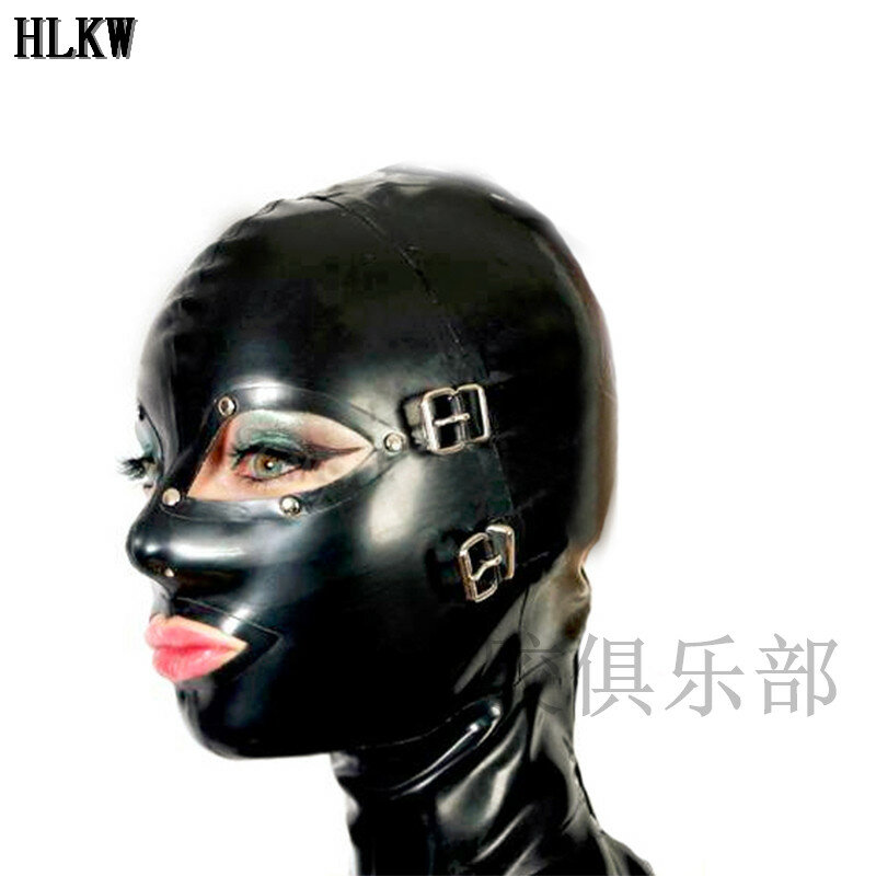 Новая сексуальная кожаная латексная маска с капюшоном черная дышащая гарнитура фетиш бдсм бондаж взрослые секс-игры маска для костювечерн...