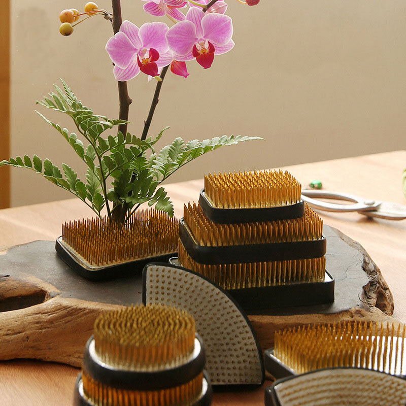 일본 이케바나 켄잔 화분 베이스 홀더, 개구리 꽃 금속 도구