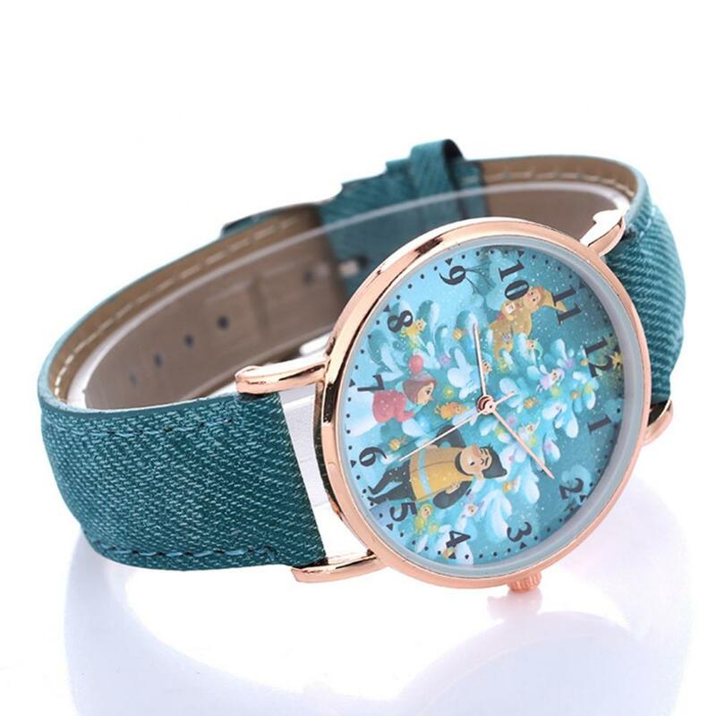 Montre à thème de noël avec bracelet en Nylon lumineux, horloge décontractée pour père noël