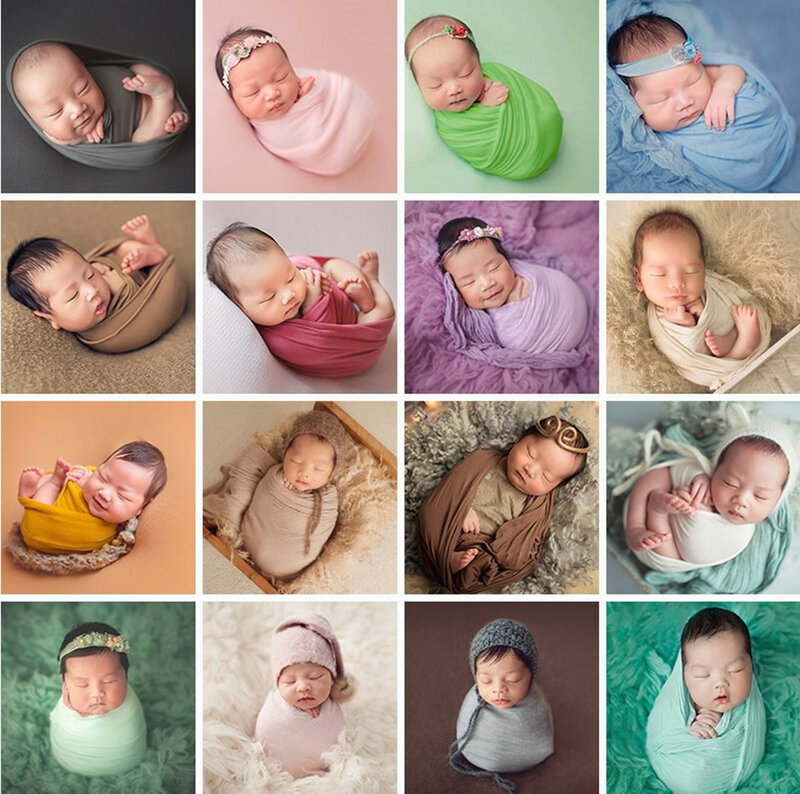 Manta de algodón para fotografía de recién nacido, accesorio de 40x170CM para envolver fotos de bebé, envolturas estirables para sesión de fotos