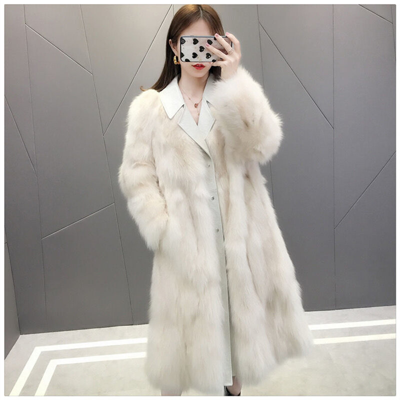 Manteau en fausse fourrure de raton laveur pour femme, élégant, épais, style coréen, en tricot, Parka, automne et hiver, 2021