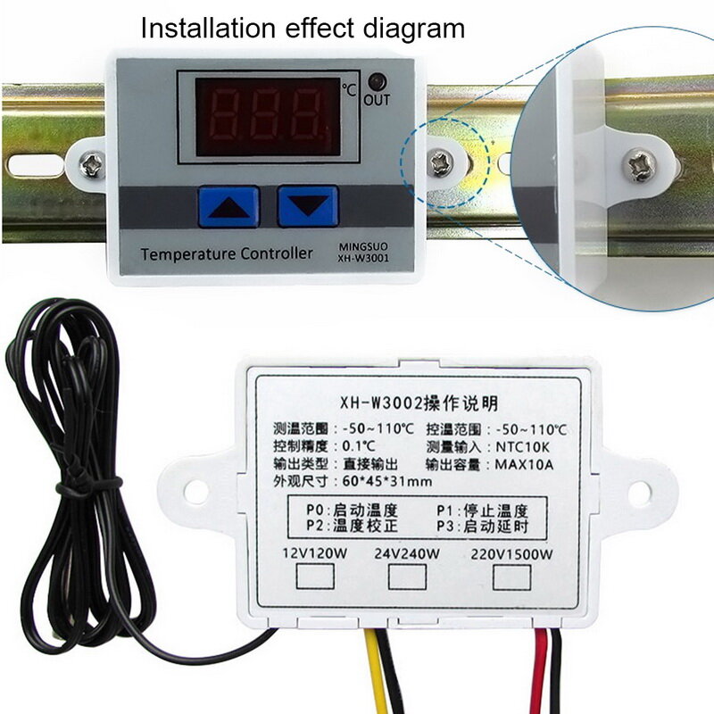 10A 12/24/110/220V AC Microcomputer LED Temperature Control XH-W3001 For Incubator Cooling Heating Switch Thermostat With Probe