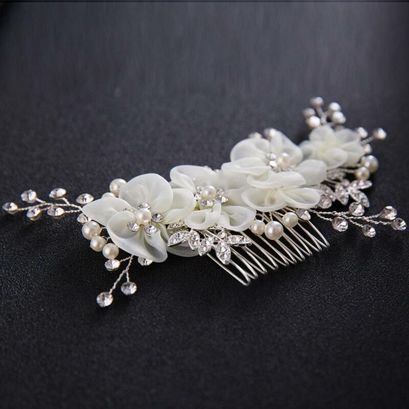 Bridal Side Comb Rhinestone kwiat perłowy syntetyczny kryształ szpilka akcesorium ślubne